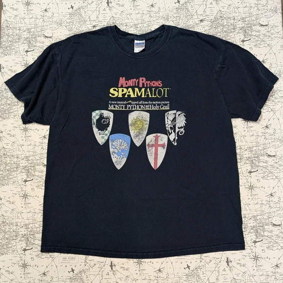 SOLD!!! Gildan Black Monty Python's Spamalot T-Shirt Size XL - Picture 1 of 4